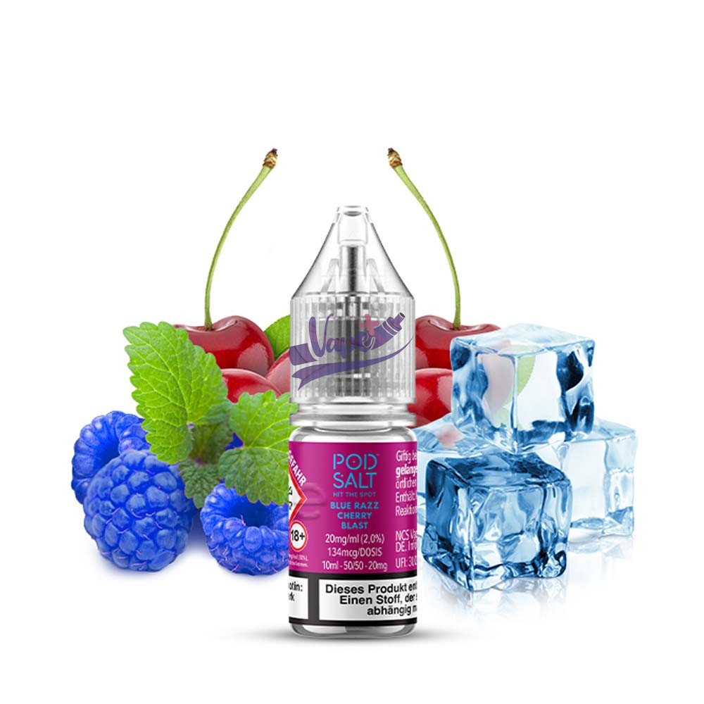 نیکوتین سالت تمشک آبی گیلاس یخ پاد سالت | POD SALT BLUE RAZZ CHERRY BLAST - تصویر 2