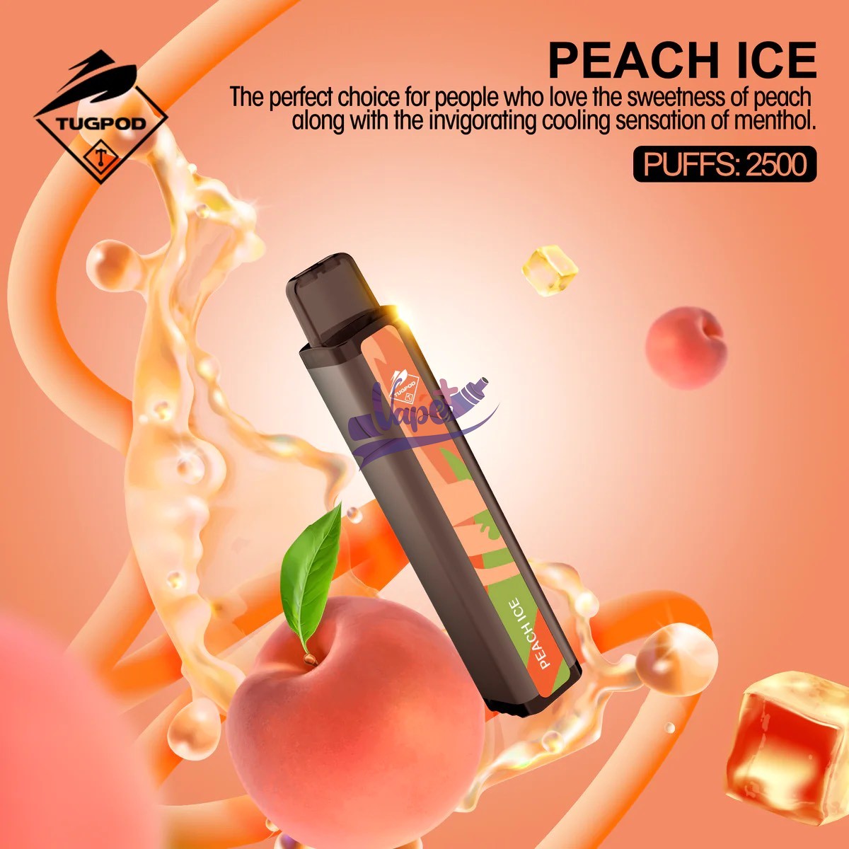 پاد یکبار مصرف تاگبوت هلو یخ 2500 پاف | Tugboat Disposable Peach Ice - تصویر 2