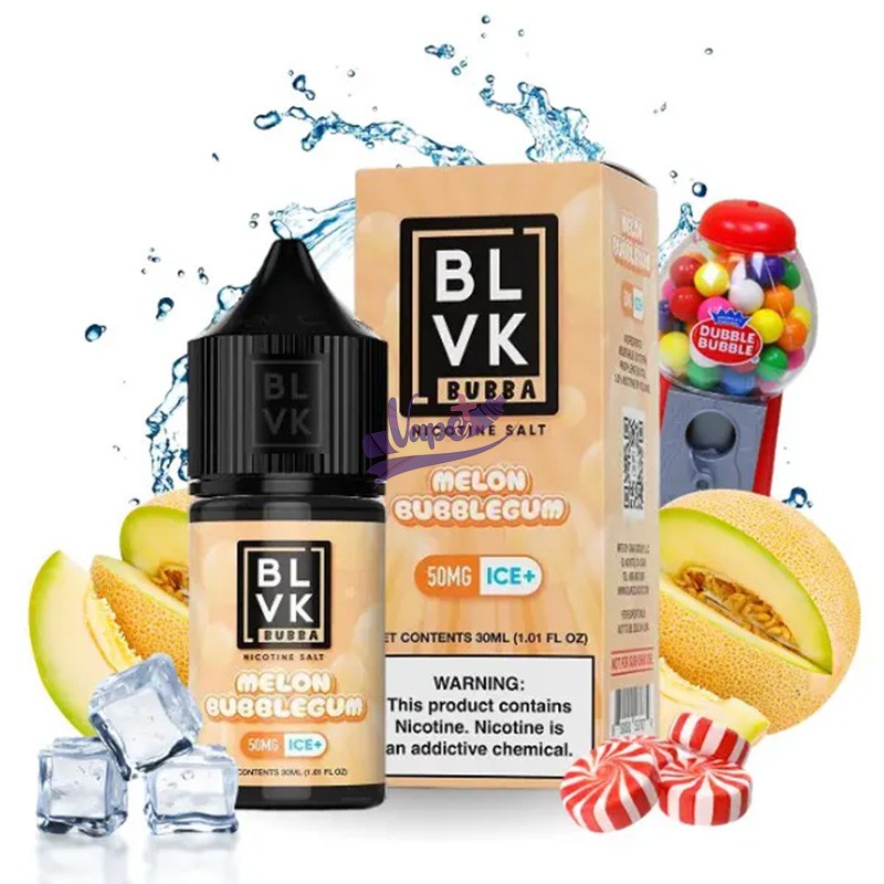 سالت نیکوتین آدامس بادکنکی ملون بی ال وی کی | BLVK Iced Bubblegum Melon Salt 30ml - تصویر 2